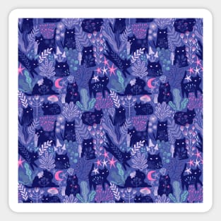 Purple night cats and girls Sticker